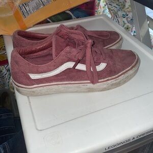 7 women’s maroon white vans scotch guard suede lo top shoes